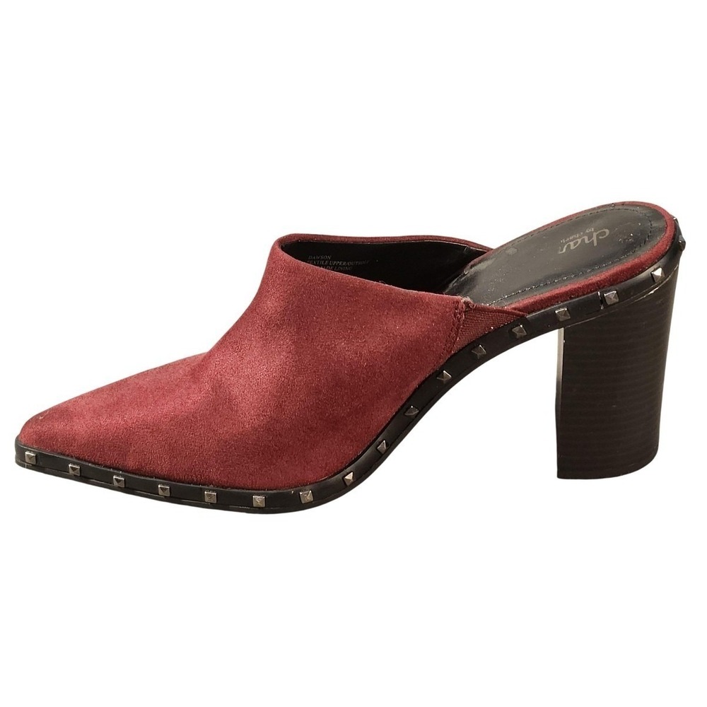 Charles By Charles David Shoes Womens Size 10.5 Red Faux Suede Mule Studded